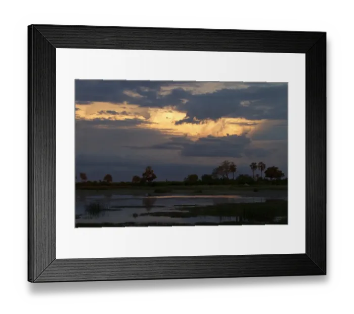 Framed Print : Setting, sun, water, Lebala, Okavango, Delta, Botswana; africa; african; sunset Framed Print : Setting, sun, water, Lebala, Okavango, Delta, Botswana; africa; african; sunset