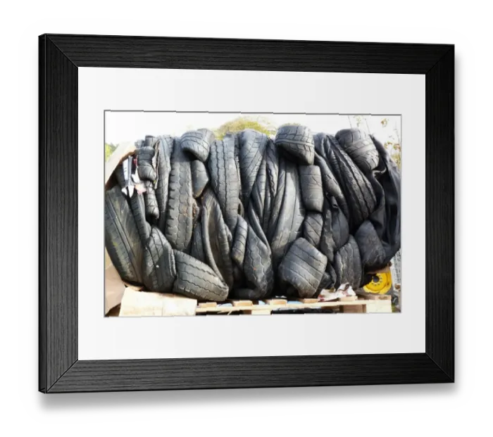 Framed Print : Car tyres for recycling Framed Print : Car tyres for recycling