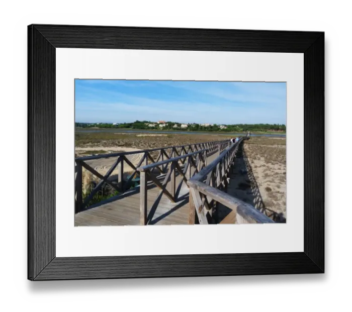 Framed Print : Causeway from Quinta do Lago over estuary to Ria Formosa Nature Park Framed Print : Causeway from Quinta do Lago over estuary to Ria Formosa Nature Park
