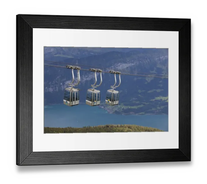 Framed Print : Cableway over mountain lake, Lake Thun, Niederhorn, Swiss Alps, Bernese Oberland, Switzerland, august Framed Print : Cableway over mountain lake, Lake Thun, Niederhorn, Swiss Alps, Bernese Oberland, Switzerland, august