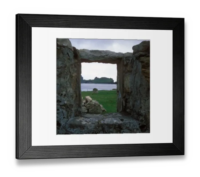 Framed Print : View through old window frame of derelict cottage, Village bay on Hirta, St Kilda, Hebrides, Scotalnd Framed Print : View through old window frame of derelict cottage, Village bay on Hirta, St Kilda, Hebrides, Scotalnd