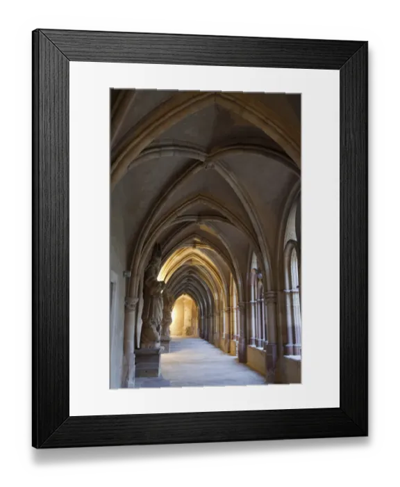 Framed Print : Cathedral cloister with statues, Cathedral of Saint Peter, Trier, Rhineland-Palatinate, Germany, april Framed Print : Cathedral cloister with statues, Cathedral of Saint Peter, Trier, Rhineland-Palatinate, Germany, april