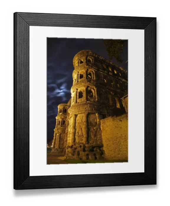Framed Print : Roman city gate illuminated at night, Porta Nigra, Trier, Rhineland-Palatinate, Germany, october Framed Print : Roman city gate illuminated at night, Porta Nigra, Trier, Rhineland-Palatinate, Germany, october