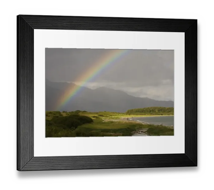 Framed Print : View of rainbow over coastal habitat, Hallo Bay, Katmai N. P. Alaska, U. S. A. august Framed Print : View of rainbow over coastal habitat, Hallo Bay, Katmai N. P. Alaska, U. S. A. august