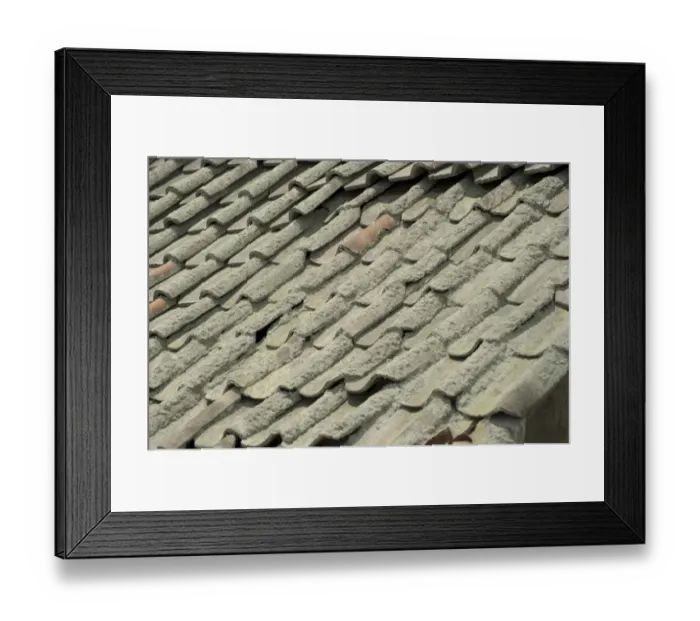 Framed Print : Roof tiles covered with ash, from recent volcanic eruption, near Jogyakarta, Mount Merapi, Central Java, Indonesia Framed Print : Roof tiles covered with ash, from recent volcanic eruption, near Jogyakarta, Mount Merapi, Central Java, Indonesia