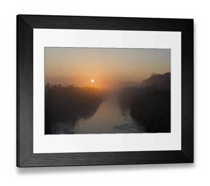 Framed Print : Dyke on edge of reedbed at dawn, Cley Marshes Reserve, Cley-next-the-sea, Norfolk, England, april Framed Print : Dyke on edge of reedbed at dawn, Cley Marshes Reserve, Cley-next-the-sea, Norfolk, England, april