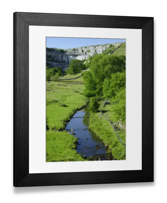 Framed Print : View of stream and limestone cliff, Malham Cove, Malhamdale, Yorkshire Dales N. P. North Yorkshire, England, summer Framed Print : View of stream and limestone cliff, Malham Cove, Malhamdale, Yorkshire Dales N. P. North Yorkshire, England, summer