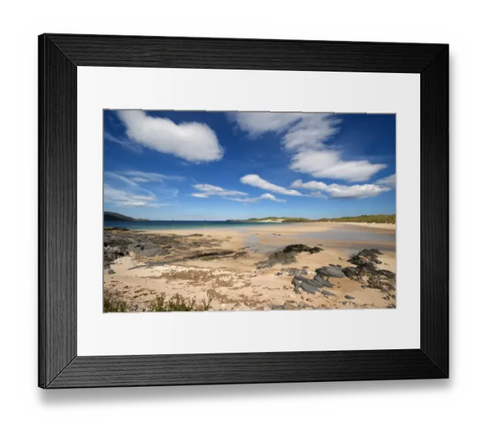 Framed Print : View of sandy beach, Durness Beach, Durness, Sutherland, Highlands, Scotland, july