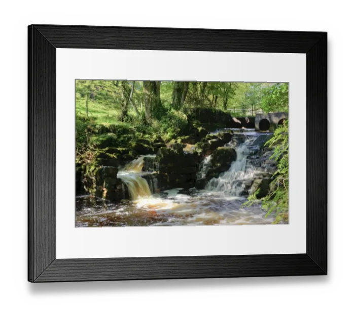 Framed Print : River cascades and salmon ladder, Whitewell, Lancashire, England, october