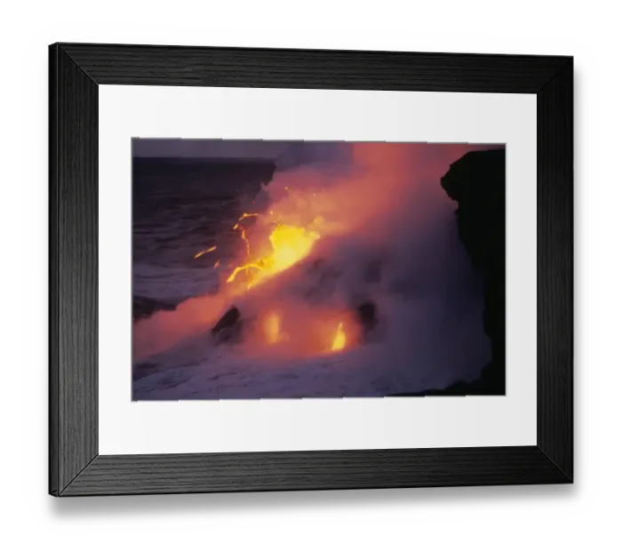 Framed Print : Lava flowing into ocean, Puu Oo Vent, Kilauea Volcano, Volcanoes N. P. Big Island, Hawaii Framed Print : Lava flowing into ocean, Puu Oo Vent, Kilauea Volcano, Volcanoes N. P. Big Island, Hawaii