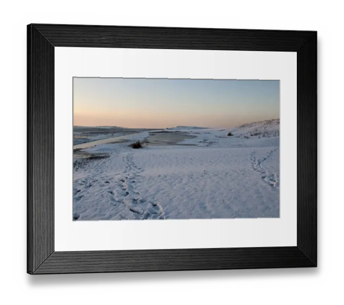 Framed Print : View of snow covered beach, Salthouse, Norfolk, England, december Framed Print : View of snow covered beach, Salthouse, Norfolk, England, december