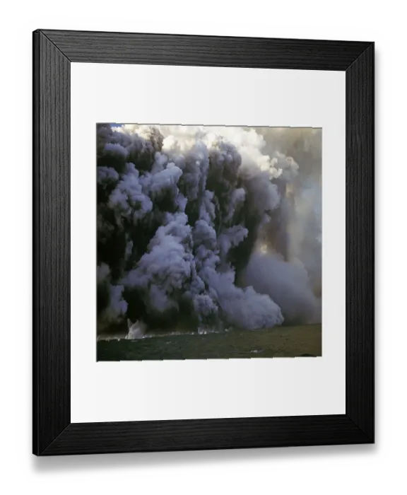 Framed Print : Volcanic island erupting, raising ash and smoke, Surtsey, Iceland Framed Print : Volcanic island erupting, raising ash and smoke, Surtsey, Iceland