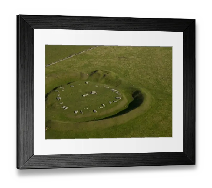 Framed Print : Aerial view of Neolithic henge monument, Arbor Low, White Peak, Peak District, Derbyshire, England, september Framed Print : Aerial view of Neolithic henge monument, Arbor Low, White Peak, Peak District, Derbyshire, England, september