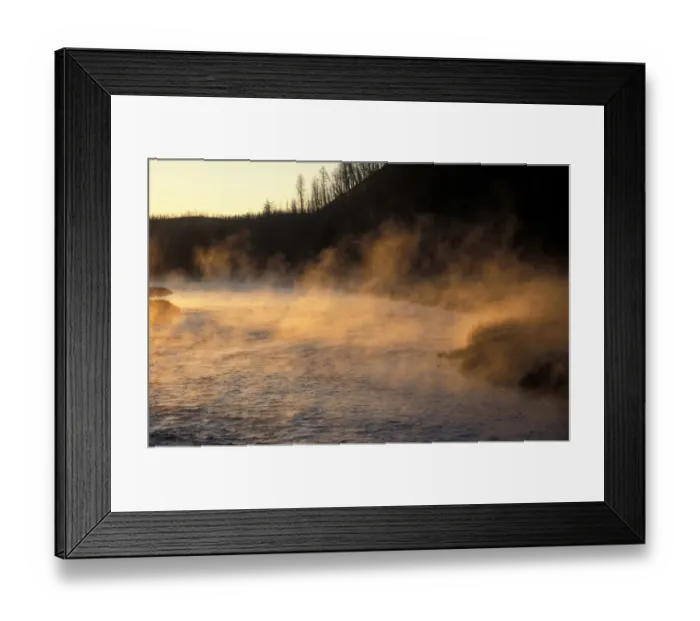 Framed Print : Fog Steam rising from the Madason River in the early morning