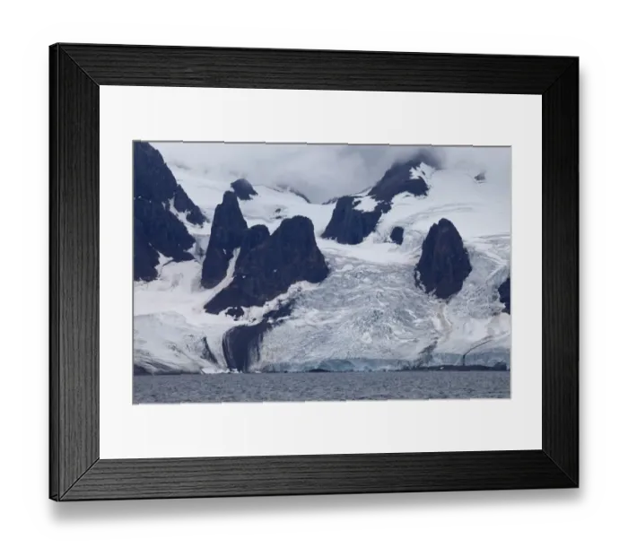 Framed Print : View of coastal glacier terminus and mountains, Spitsbergen, Svalbard, september Framed Print : View of coastal glacier terminus and mountains, Spitsbergen, Svalbard, september