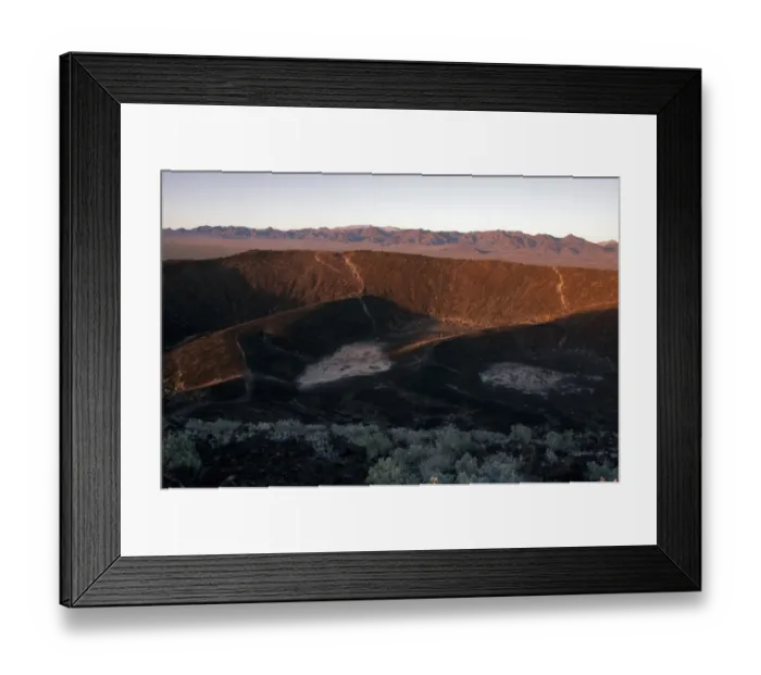 Framed Print : View of extinct cinder cone volcano crater, Amboy Crater, Mojave Desert, California, U. S. A