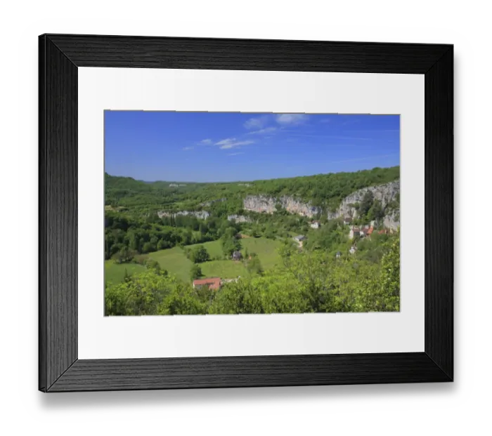 Framed Print : View of limestone gorge, Saint-Sulpice sur Cele, Gorges du Cele, Lot, France, may Framed Print : View of limestone gorge, Saint-Sulpice sur Cele, Gorges du Cele, Lot, France, may