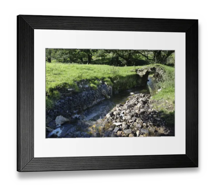 Framed Print : Repairs to riverbank to divert stream back under old packhorse bridge, Whitewell, Lancashire, England, october Framed Print : Repairs to riverbank to divert stream back under old packhorse bridge, Whitewell, Lancashire, England, october