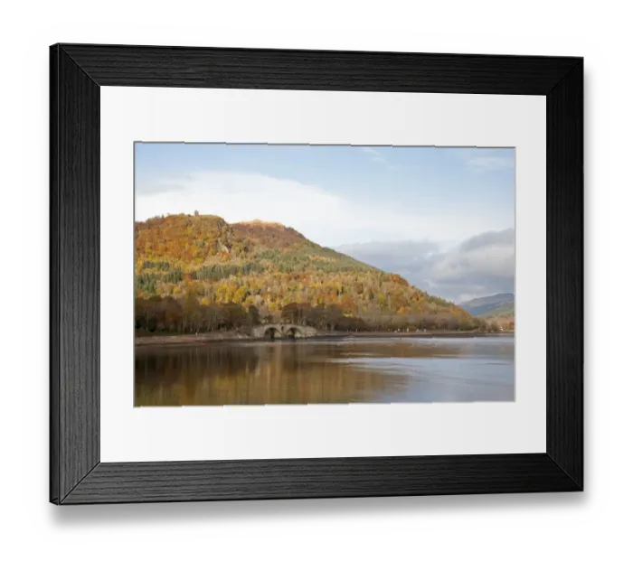 Framed Print : View of coastline with bridge and wooded hill at edge of sea loch, Dun Corr Bhile, Inverary, Loch Fyne Framed Print : View of coastline with bridge and wooded hill at edge of sea loch, Dun Corr Bhile, Inverary, Loch Fyne