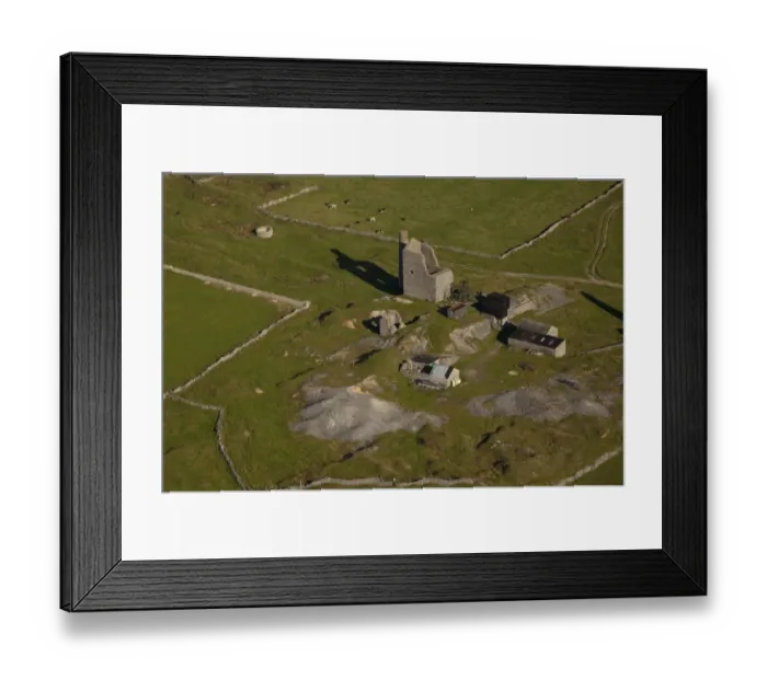 Framed Print : Aerial view of old abandoned lead mine, White Peak, Peak District, Derbyshire, England, september