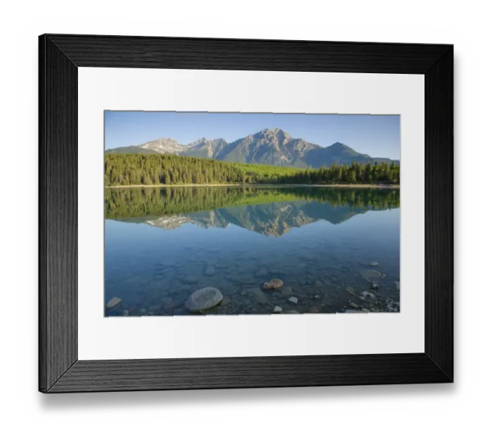 Framed Print : View of mountain reflected in lake, Pyramid Mountain, Patricia Lake, Jasper N. P. Rocky Mountains, Alberta, Canada, june Framed Print : View of mountain reflected in lake, Pyramid Mountain, Patricia Lake, Jasper N. P. Rocky Mountains, Alberta, Canada, june