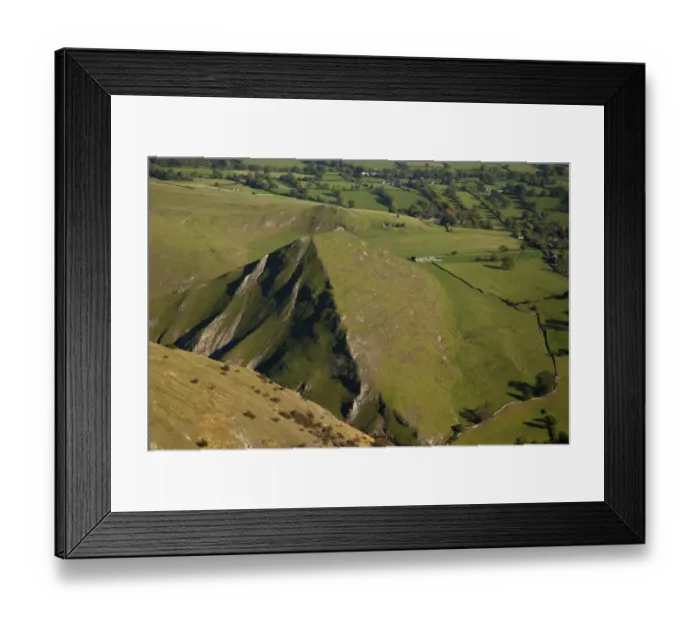 Framed Print : Aerial view of isolated limestone hill, Thorpe Cloud, White Peak, Peak District, Derbyshire, England, september Framed Print : Aerial view of isolated limestone hill, Thorpe Cloud, White Peak, Peak District, Derbyshire, England, september
