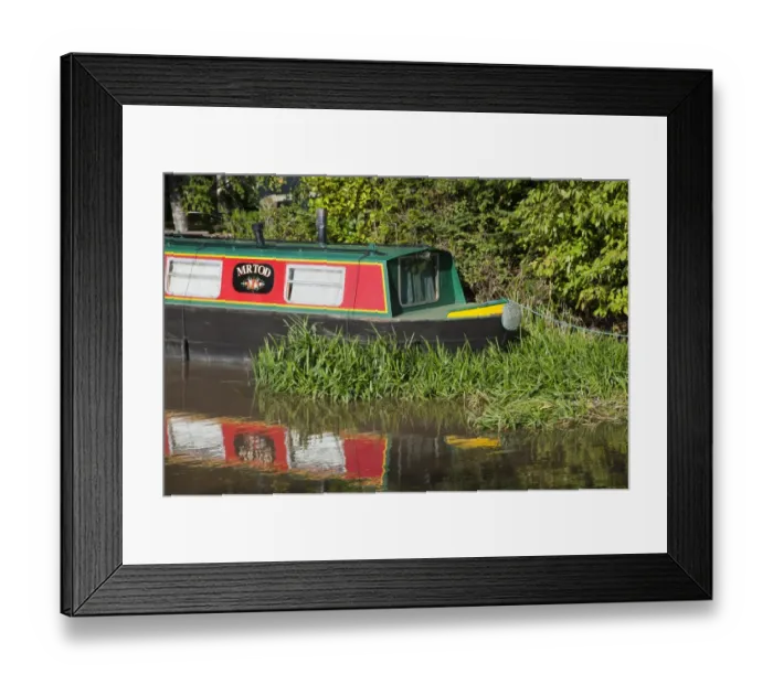 Framed Print : Narrowboat moored at canal bank, Shropshire Union Canal, Beeston, Tarporley, Cheshire, England, october Framed Print : Narrowboat moored at canal bank, Shropshire Union Canal, Beeston, Tarporley, Cheshire, England, october