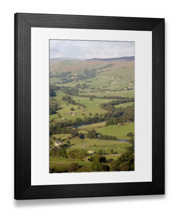 Framed Print : View of farmland in river valley, with stone barns and drystone walls, River Swale, Swaledale, Yorkshire Dales N. P Framed Print : View of farmland in river valley, with stone barns and drystone walls, River Swale, Swaledale, Yorkshire Dales N. P