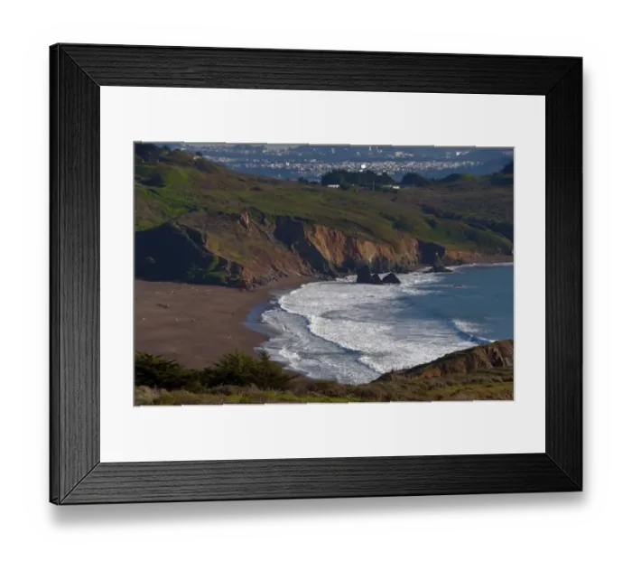 Framed Print : View of coastline and bay, Marin Headlands, Golden Gate National Recreation Area, San Francisco Bay, California, U. S. A Framed Print : View of coastline and bay, Marin Headlands, Golden Gate National Recreation Area, San Francisco Bay, California, U. S. A