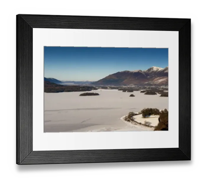 Framed Print : View of frozen lake, looking towards Bassenthwaite and Skiddaw from Surprise View, Derwent Water, Lake District Framed Print : View of frozen lake, looking towards Bassenthwaite and Skiddaw from Surprise View, Derwent Water, Lake District