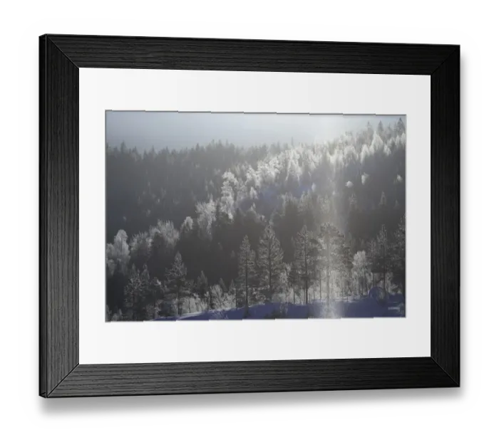 Framed Print : Diamond Dust, meteorological phenomenon caused by ground-level cloud composed of ice crystals