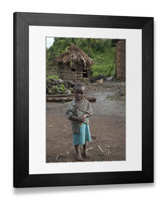 Framed Print : Pygmy child, standing in village, Virunga Mountains, Uganda Framed Print : Pygmy child, standing in village, Virunga Mountains, Uganda