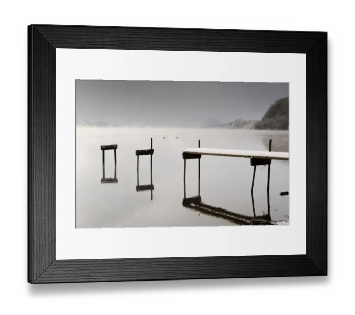 Framed Print : Early morning mist on upland lake, Ullswater, Lake District, Cumbria, England, december Framed Print : Early morning mist on upland lake, Ullswater, Lake District, Cumbria, England, december