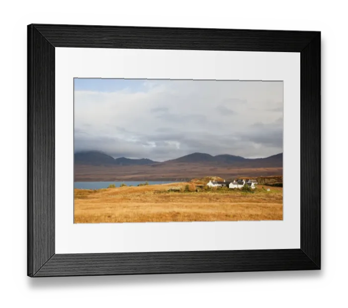 Framed Print : View of coastline and houses, looking towards Jura, Islay, Inner Hebrides, Scotland, november Framed Print : View of coastline and houses, looking towards Jura, Islay, Inner Hebrides, Scotland, november