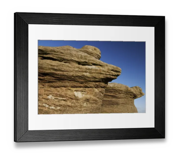 Framed Print : Gritstone rock formation, Curbar Edge, Peak District, Derbyshire, England, march Framed Print : Gritstone rock formation, Curbar Edge, Peak District, Derbyshire, England, march