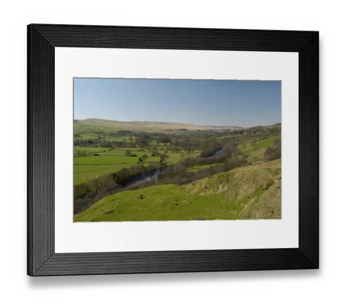 Framed Print : View of countryside and river, looking up Teesdale Valley from Eggleston towards Middleton, Teesdale, County Durham Framed Print : View of countryside and river, looking up Teesdale Valley from Eggleston towards Middleton, Teesdale, County Durham