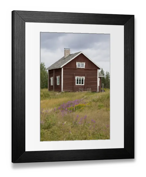 Framed Print : Traditional wooden house, Finland, july Framed Print : Traditional wooden house, Finland, july
