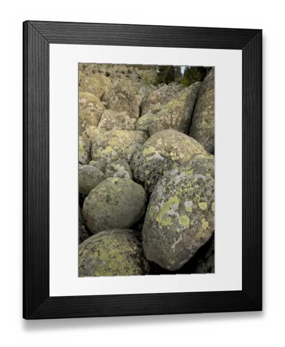 Framed Print : Granite boulders in stone run, peculiar geomorphological phenomenon formed from granite in periglacial conditions Framed Print : Granite boulders in stone run, peculiar geomorphological phenomenon formed from granite in periglacial conditions