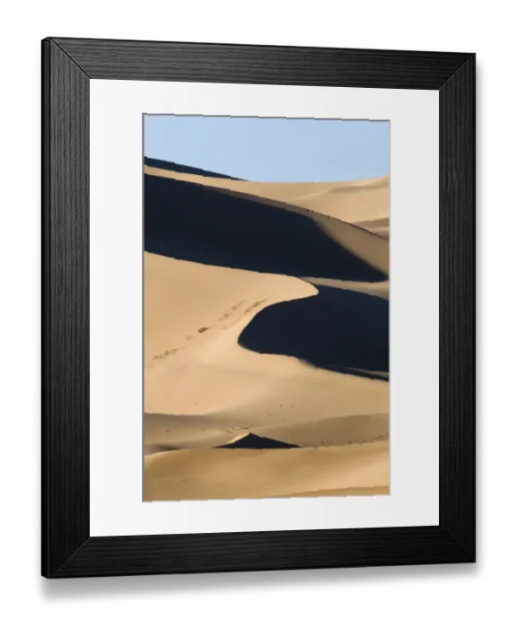 Framed Print : View of sand dunes in desert habitat, Khongoryn Els Sand Dunes, Southern Gobi Desert, Mongolia, october Framed Print : View of sand dunes in desert habitat, Khongoryn Els Sand Dunes, Southern Gobi Desert, Mongolia, october