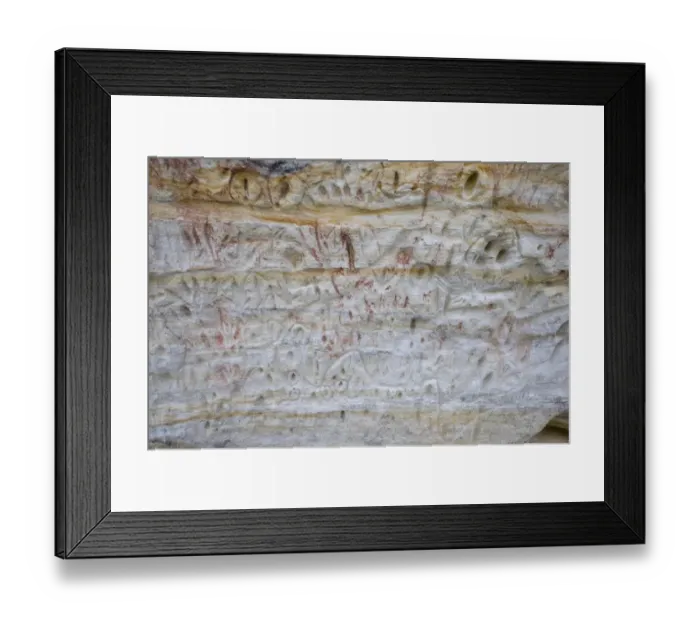 Framed Print : Aboriginal rock art, stencil art and carvings dated circa 2000 years old, showing depictions of hands Framed Print : Aboriginal rock art, stencil art and carvings dated circa 2000 years old, showing depictions of hands