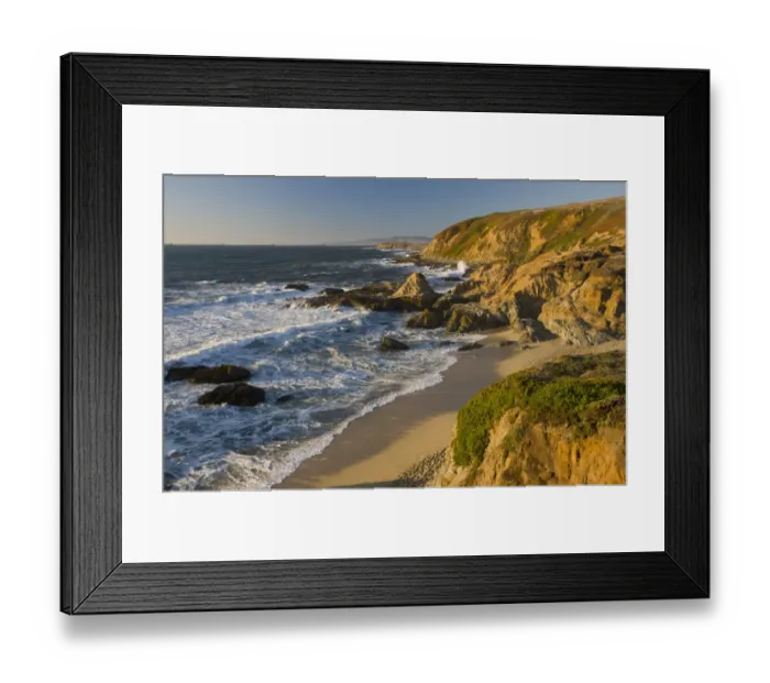 Framed Print : View of sea, beach and cliffs, Pacific Ocean, Bodega Bay, Northern California, U. S. A. november Framed Print : View of sea, beach and cliffs, Pacific Ocean, Bodega Bay, Northern California, U. S. A. november