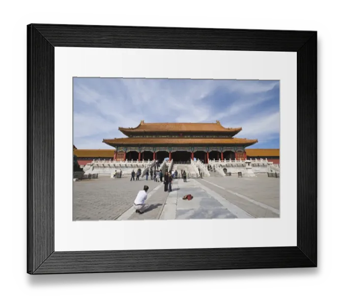 Framed Print : Chinese tourists visiting imperial palace, Hall of Supreme Harmony, Forbidden City, Beijing, China, september