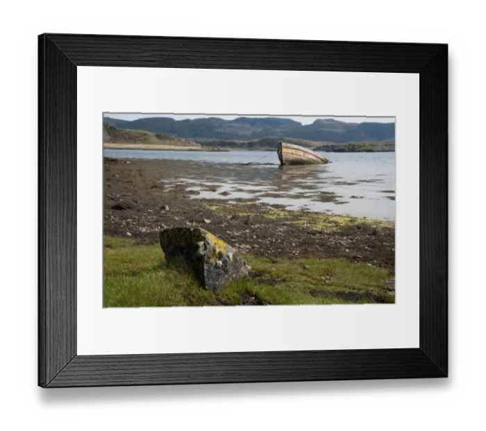 Framed Print : Our Atalanta boat wreck in sea loch, Craignish Loch, Ardfern, Argyll and Bute, Scotland, april