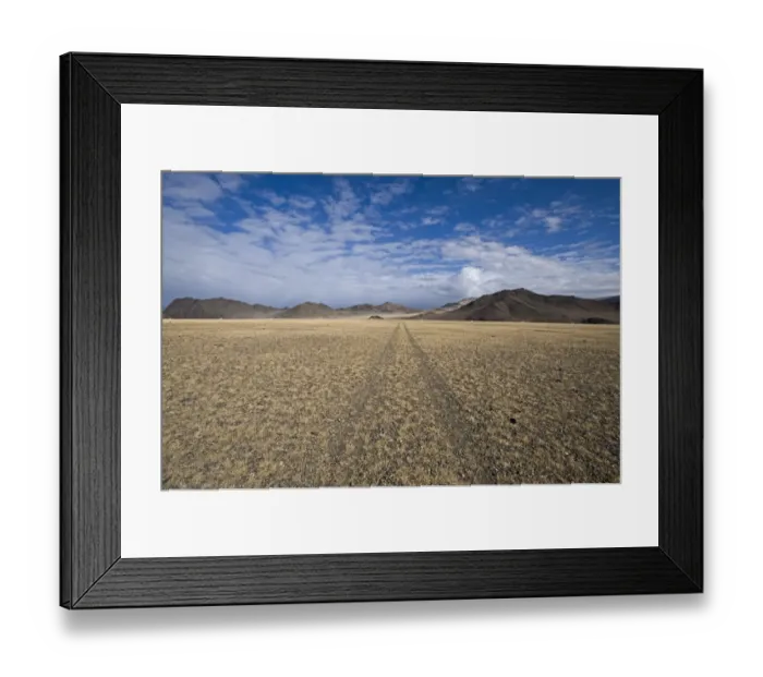 Framed Print : View of track over steppe habitat, Altai Mountains, Bayan-Ulgii, Western Mongolia, october Framed Print : View of track over steppe habitat, Altai Mountains, Bayan-Ulgii, Western Mongolia, october