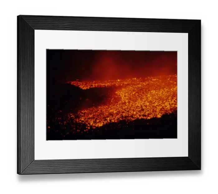 Framed Print : Active lava flow, Eldfell Volcano, Heimaey, Westmann Isles, Iceland, 1973