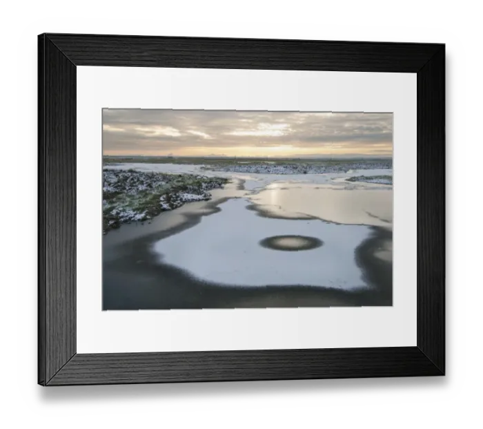 Framed Print : Frozen flooded grazing marsh and snow, Elmley Marshes N. N. R. North Kent Marshes, Isle of Sheppey, Kent, England Framed Print : Frozen flooded grazing marsh and snow, Elmley Marshes N. N. R. North Kent Marshes, Isle of Sheppey, Kent, England
