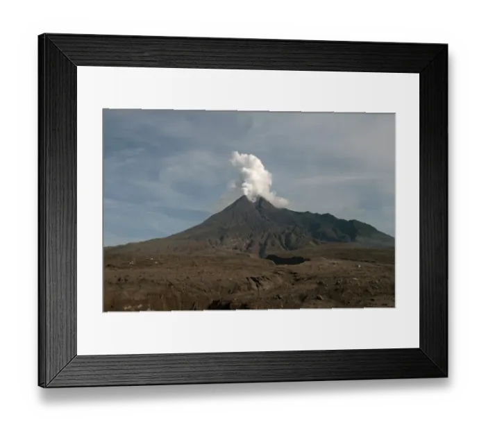 Framed Print : Recently erupted volcano with ash plumes, Mount Merapi, Central Java, Indonesia, december 2010 Framed Print : Recently erupted volcano with ash plumes, Mount Merapi, Central Java, Indonesia, december 2010
