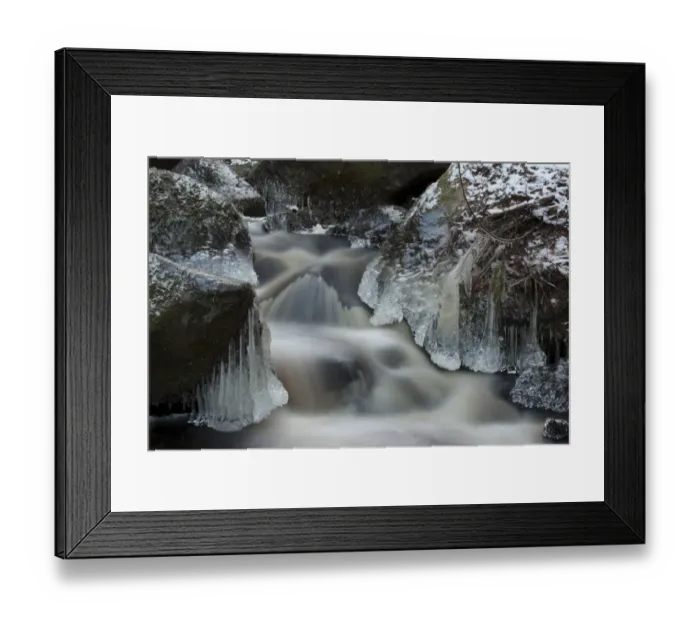 Framed Print : Ice formations in stream, Wyming Brook, Sheffield, South Yorkshire, England, december Framed Print : Ice formations in stream, Wyming Brook, Sheffield, South Yorkshire, England, december