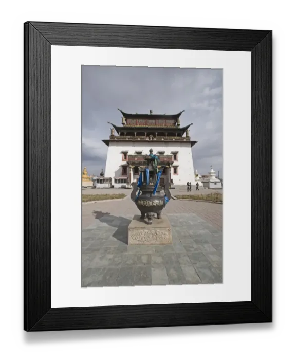 Framed Print : Sacred urn in front of Buddhist monastery, Gandan Monastery, Ulan Bator, Mongolia, september Framed Print : Sacred urn in front of Buddhist monastery, Gandan Monastery, Ulan Bator, Mongolia, september