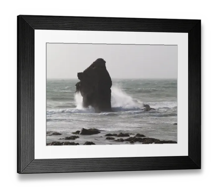 Framed Print : Coastal rock formation in rough sea, Thurlestone Rock, Thurlestone Bay, Devon, England Framed Print : Coastal rock formation in rough sea, Thurlestone Rock, Thurlestone Bay, Devon, England